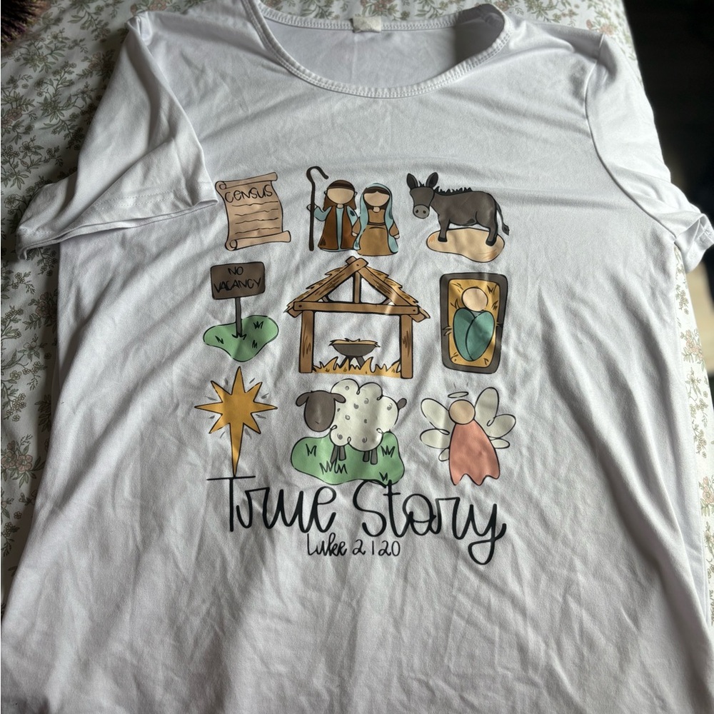 Nativity Scene Graphic Tee - White